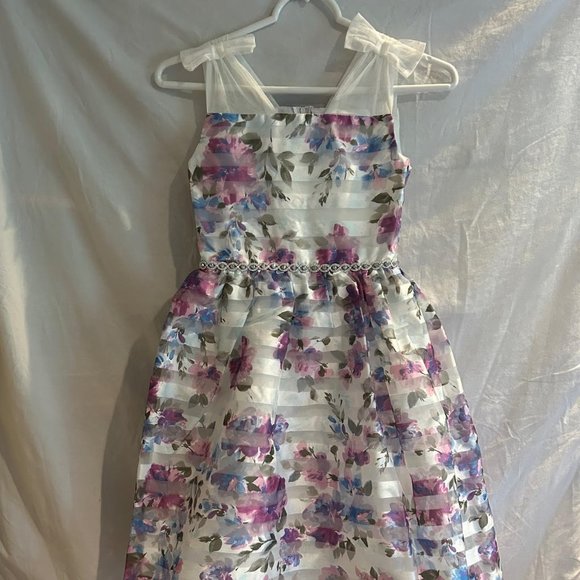 Speechless Kids Girls Floral Sleeveless Organza Striped Dress NWT - Picture 1 of 15